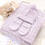 Luxury Baby Girl Cable Blanket, thumbnail 2 of 12