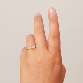 White Moonstone Oval Double Stacking Ring, 4 of 11