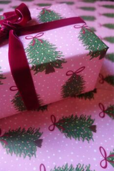 Pink Christmas Tree Wrapping Paper, 2 of 4