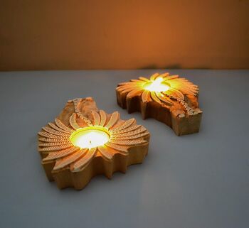 Wooden Tree Tea Light Candle Holder, Set Of Two, 4 of 6