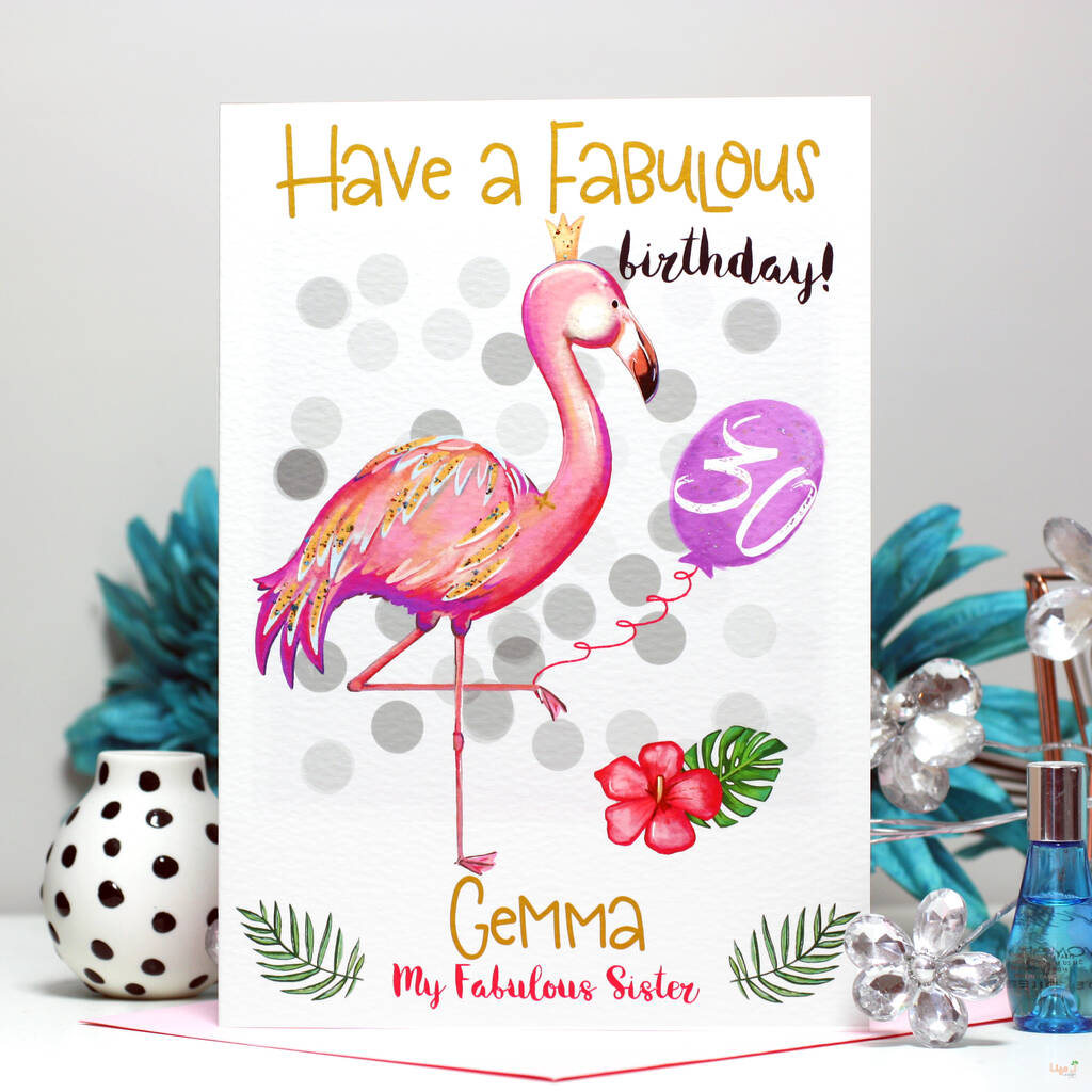 Personalised Flamingo 'Fabulous' 30th Birthday Card, 1 of 10