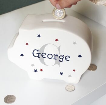 Personalised Name And Big Initial Piggy Bank, 2 of 3