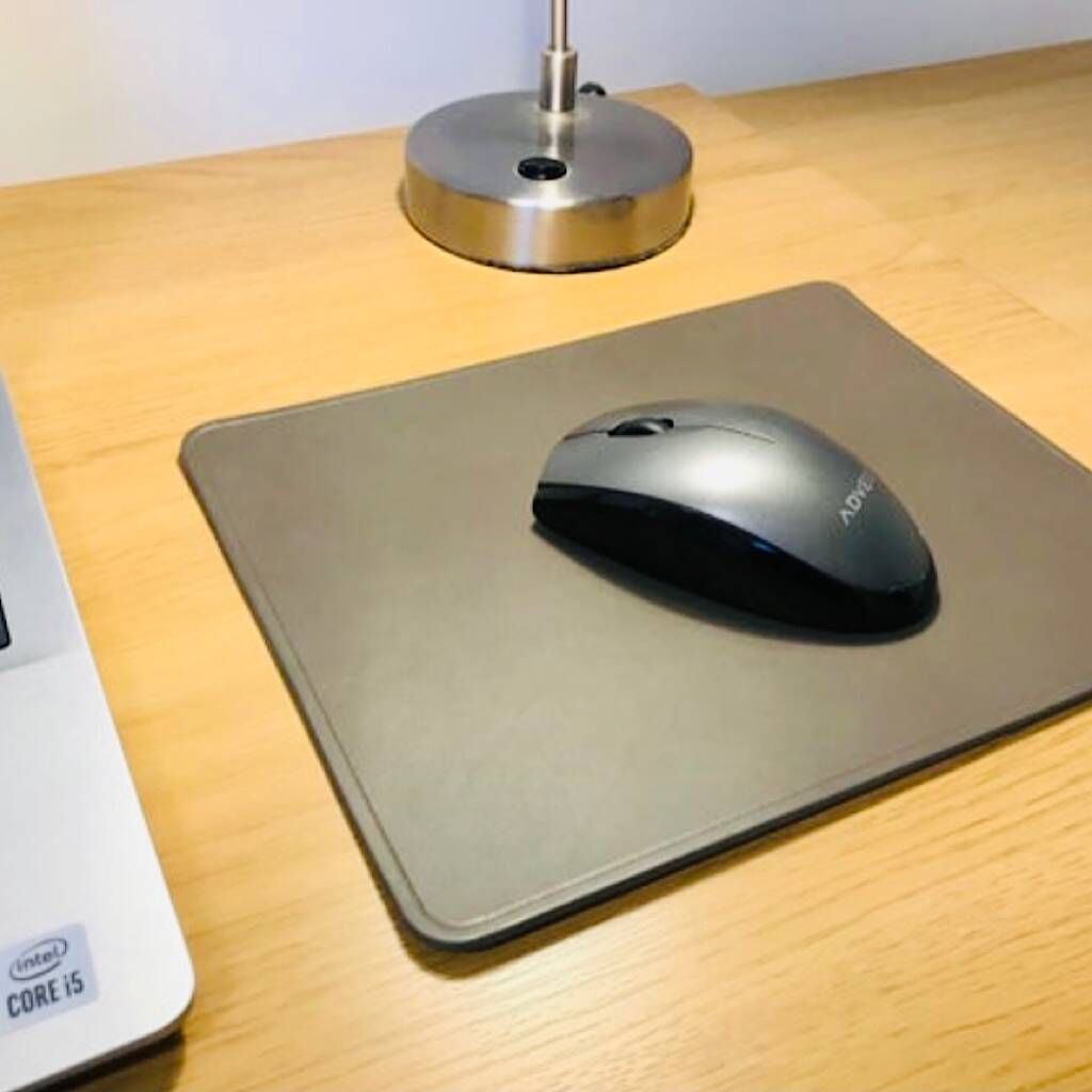 Personalised Leather Desk Mouse Mat, Grey, 1 of 11