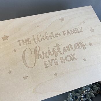 Personalised Family Luxury Pine Christmas Eve Box, 4 of 12