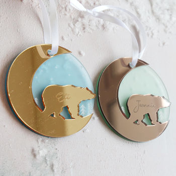 Starry Bear Mirror Personalised Christmas Decoration, 5 of 9