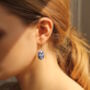 Oval Blue Tulip Earrings, thumbnail 5 of 6