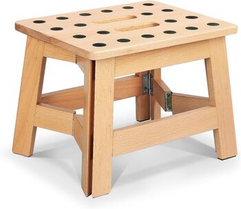 Foldable Wooden Step Stool Portable Stepping Chair, 7 of 8