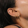 18 Kt Gold Pave Bamboo Heart Hoop Earrings, thumbnail 2 of 9