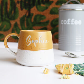 Personalised Dipped Stoneware Mustard Mug, 2 of 11