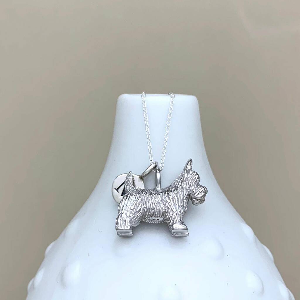Personalised Silver Scottie Dog Charm Necklace By Nest