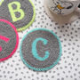 Punchneedle Neon Letter Mug Rug Coaster, thumbnail 6 of 6