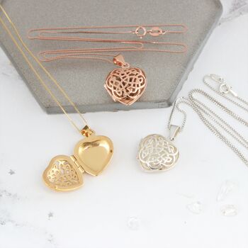 Celtic Heart Locket Necklace, 2 of 9