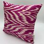Square Ikat Silk Cushion Pink Feather, thumbnail 2 of 8