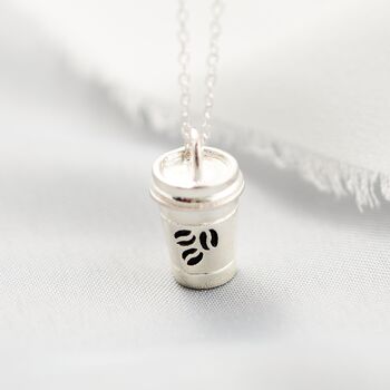 Coffee Lover Sterling Silver Necklace | Cute Takeaway Cup Pendant, 3 of 11