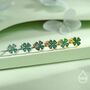 Sterling Silver Four Leaf Clover Enamel Stud Earrings, thumbnail 6 of 12