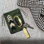 Carabiner Keyring And Personalised Leather Pouch, Green, thumbnail 1 of 6