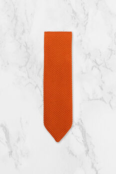 Wedding Handmade 100% Polyester Knitted Tie In Orange, 2 of 8