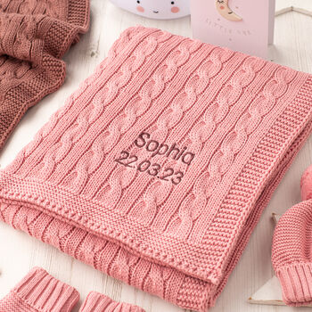 Personalised Blush Pink Luxury Cotton Baby Blanket, 9 of 12