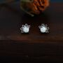 Sterling Silver White Opal Crown Stud Earrings, thumbnail 6 of 12
