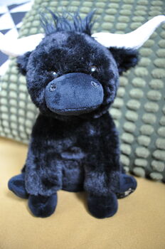 Large Black Longhorn Highland 30cm Cow Plush Toy, 11 of 12