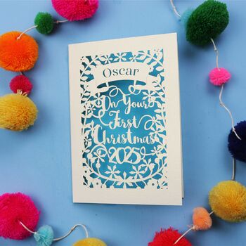 Personalised 'First Christmas' Papercut Card, 8 of 9