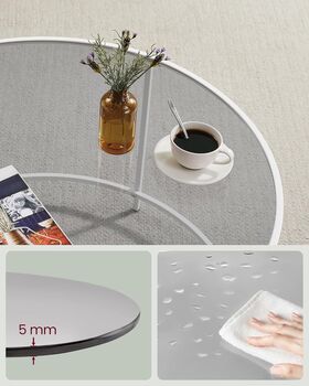 Round Coffee Table Glass Table With Steel Frame, 6 of 10