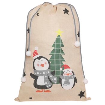 Personalised Penguins Christmas Present Sack, 2 of 5