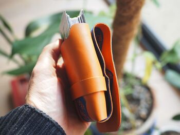 Personalised Leather Playing Card Case With Baked Bean Print, 4 of 7