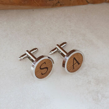 Personalised Initial Wooden Cufflinks, 3 of 7