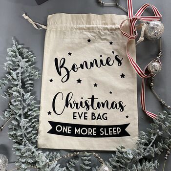 Personalised Christmas Eve Bag Natural With Black, 11 of 12