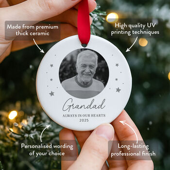 Personalised Grandad Memorial Photo Ornament Ceramic, 3 of 7