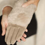 Faux Fur Cuff Suede Touch Screen Gloves, thumbnail 4 of 11