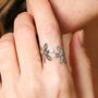 Stainless Steel Large Daisies Adjustable Ring In Silver Plating, thumbnail 1 of 3