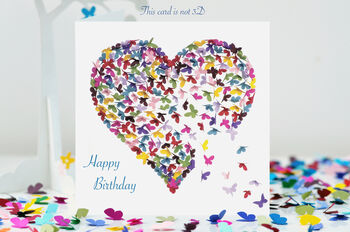 Butterfly Heart Belated Happy Birthday Butterflies Card, 6 of 12