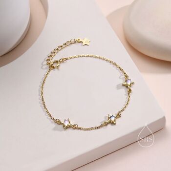 Starburst Charm Bracelet In Sterling Silver With Opal Or Moonstone, 8 of 12