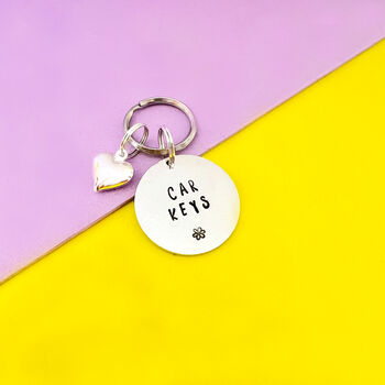 Personalised Hand Stamped Car Keys Keyring, 4 of 7