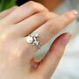 Monica Ivory Silver Pearl Roses Snow Ball Charm Gift Ring, thumbnail 1 of 5