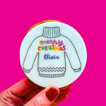 Personalised Christmas Jumper Colour Me Biscuit Set, 3 of 5