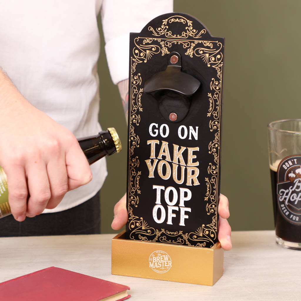 brew master novelty bottle opener with cap catcher by dibor