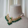 Amala Gold Plated Emerald Green Kundan Jewellery Set, thumbnail 1 of 5