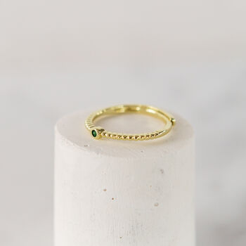 14k Gold Plated Emerald Zircon Ring, 2 of 9