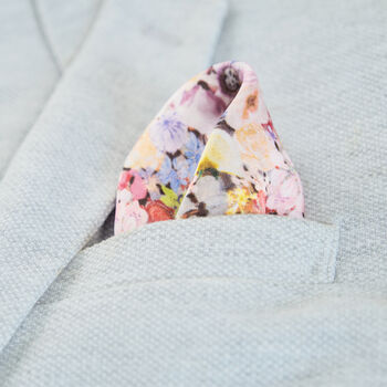 Tiny Blooms Silk Bow Tie, Pocket Square, 4 of 6