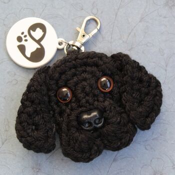 Crocheted Labrador Dog Face Keyring, 2 of 6