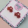 Red Crab Glitter Resin Studs, thumbnail 4 of 4