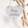 Happy Birthday Wooden Heart Hanging Sign, thumbnail 2 of 3