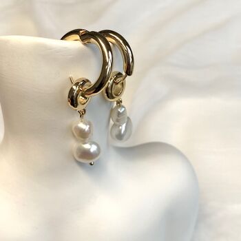 Pearl Hoops Earrings, 2 of 3