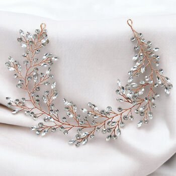 Crystal Rose Gold Hair Vine, 2 of 4