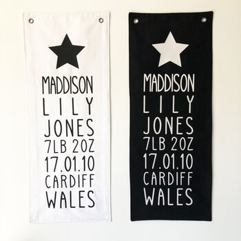 Personalised Star Birth Eyelet Banner, 3 of 3