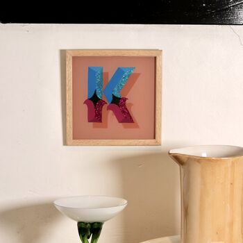 Reverse Glass Gold And Glitter Circus Style Letter K, 4 of 6
