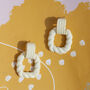 Matte Sculpted Rectangle Dangle Earrings In White, thumbnail 1 of 2